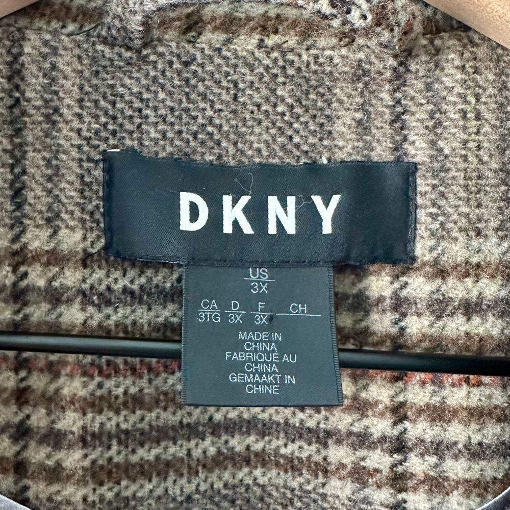 DKNY Walker Single-Breasted Plaid Wool-Blend Coat Brown Size 3X - Picture 10 of 14